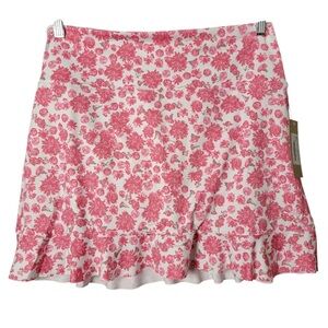 Albion Pink Floral Ruffle Mini Skirt